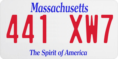 MA license plate 441XW7