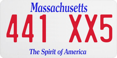 MA license plate 441XX5