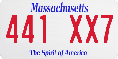 MA license plate 441XX7