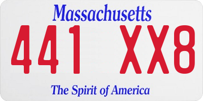 MA license plate 441XX8