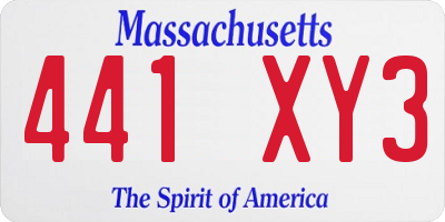 MA license plate 441XY3
