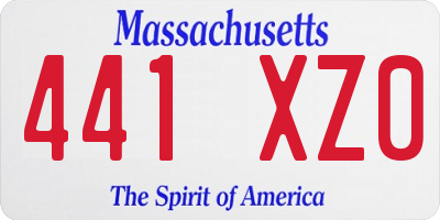 MA license plate 441XZ0