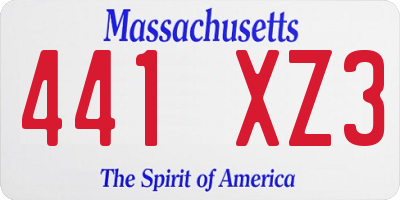 MA license plate 441XZ3
