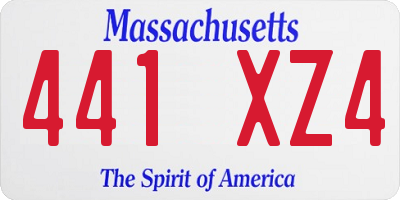 MA license plate 441XZ4