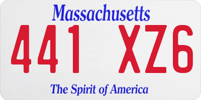 MA license plate 441XZ6