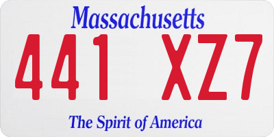 MA license plate 441XZ7