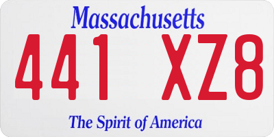 MA license plate 441XZ8