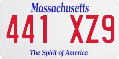 MA license plate 441XZ9