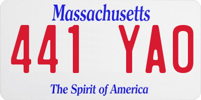 MA license plate 441YA0