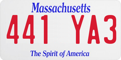 MA license plate 441YA3