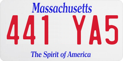 MA license plate 441YA5