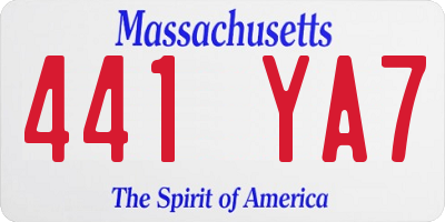 MA license plate 441YA7