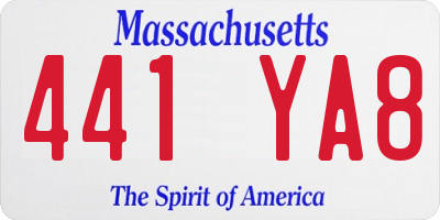 MA license plate 441YA8