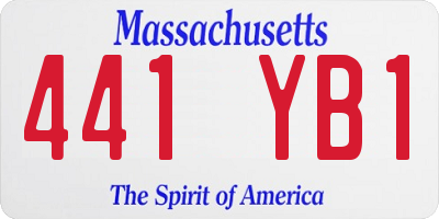 MA license plate 441YB1