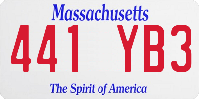 MA license plate 441YB3
