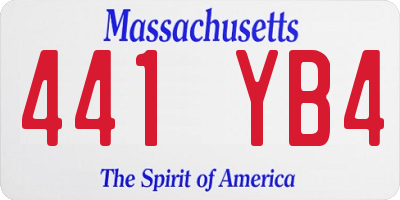 MA license plate 441YB4