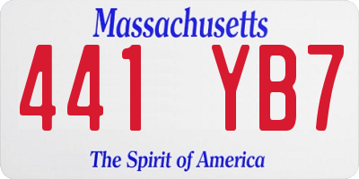 MA license plate 441YB7