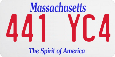 MA license plate 441YC4