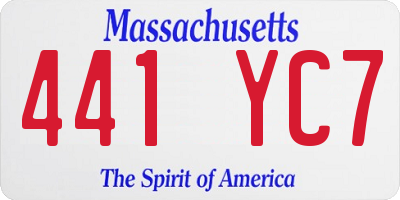 MA license plate 441YC7