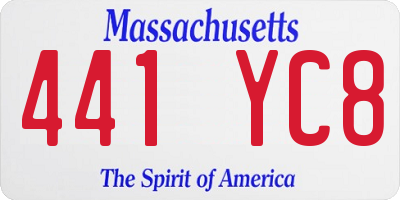 MA license plate 441YC8