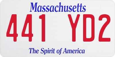 MA license plate 441YD2