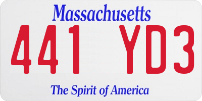 MA license plate 441YD3