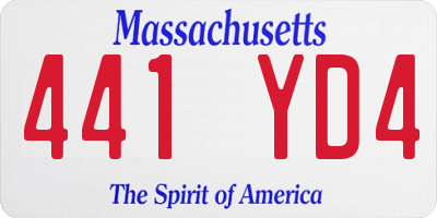 MA license plate 441YD4