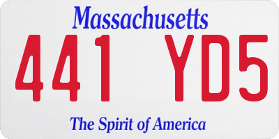 MA license plate 441YD5