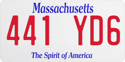 MA license plate 441YD6