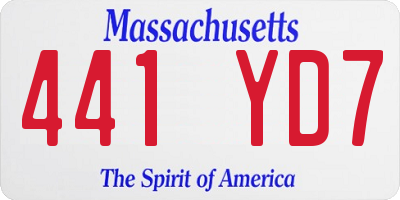 MA license plate 441YD7