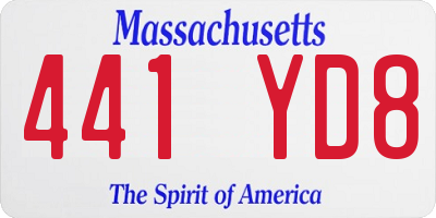 MA license plate 441YD8