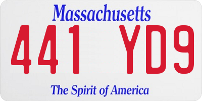 MA license plate 441YD9