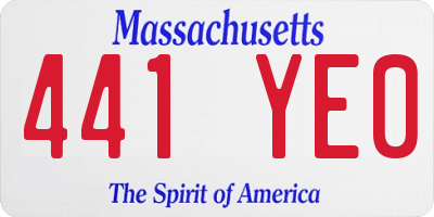 MA license plate 441YE0