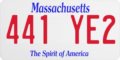 MA license plate 441YE2