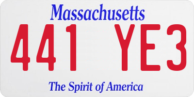 MA license plate 441YE3