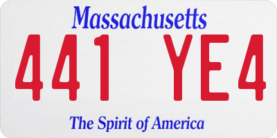 MA license plate 441YE4