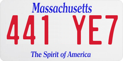 MA license plate 441YE7