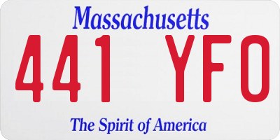MA license plate 441YF0
