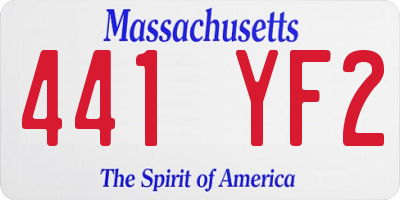 MA license plate 441YF2