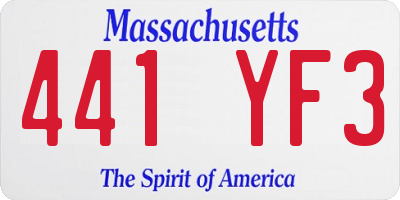 MA license plate 441YF3