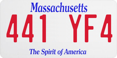 MA license plate 441YF4