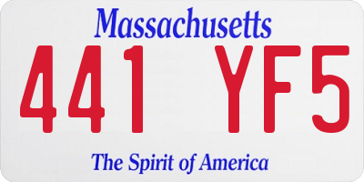 MA license plate 441YF5