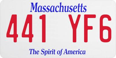 MA license plate 441YF6