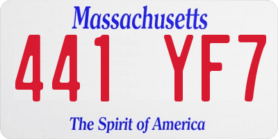 MA license plate 441YF7