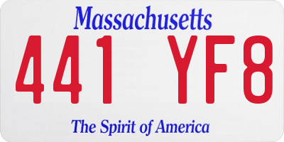 MA license plate 441YF8