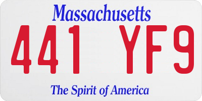 MA license plate 441YF9