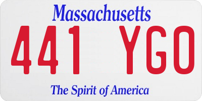 MA license plate 441YG0