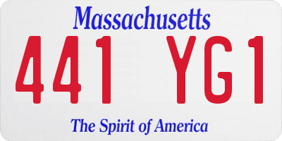 MA license plate 441YG1