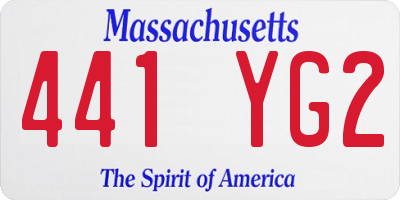 MA license plate 441YG2