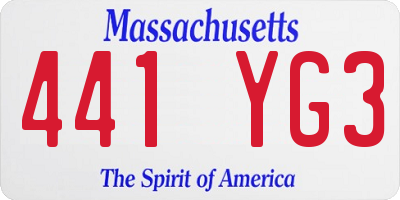 MA license plate 441YG3